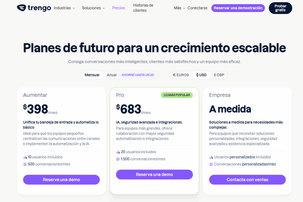 Precios de Trengo