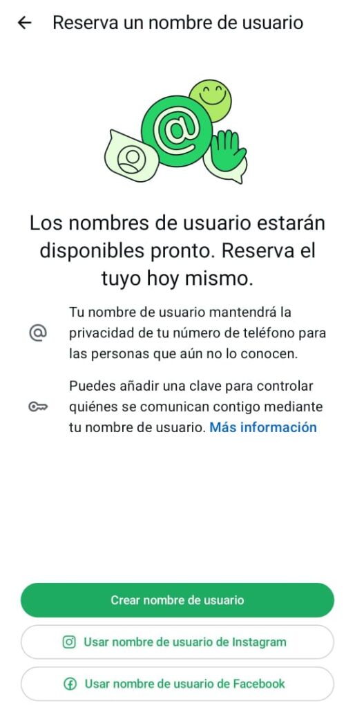 Configuración de nombre de usuario en WhatsApp
