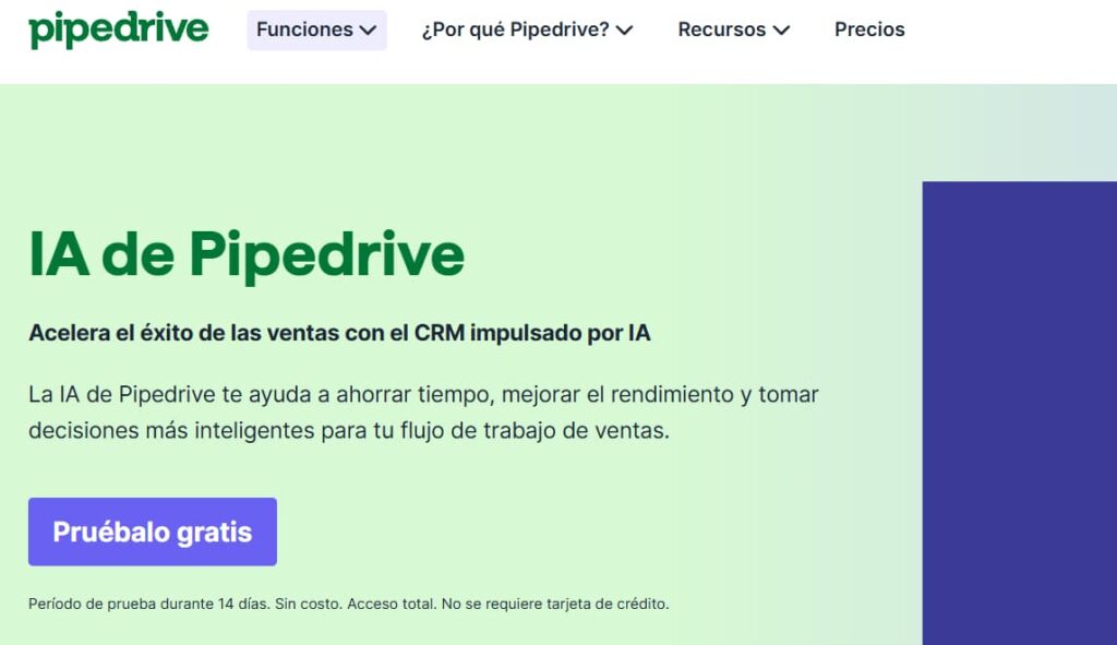 IA de Pipedrive para ahorrar tiempo, mejorar el rendimiento y optimizar las decisiones en el proceso de ventas
