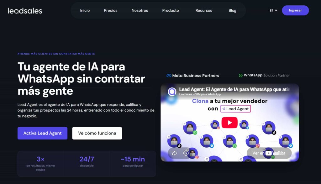 Alternativa a Meta Business Agent: Lead Agent de Leadsales para atender, calificar y mover prospectos en WhatsApp
